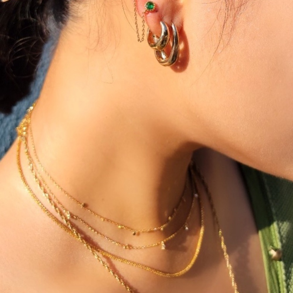 Teardrop hoop modern earrings dainty jewelry gold vermeil sterling silver korea